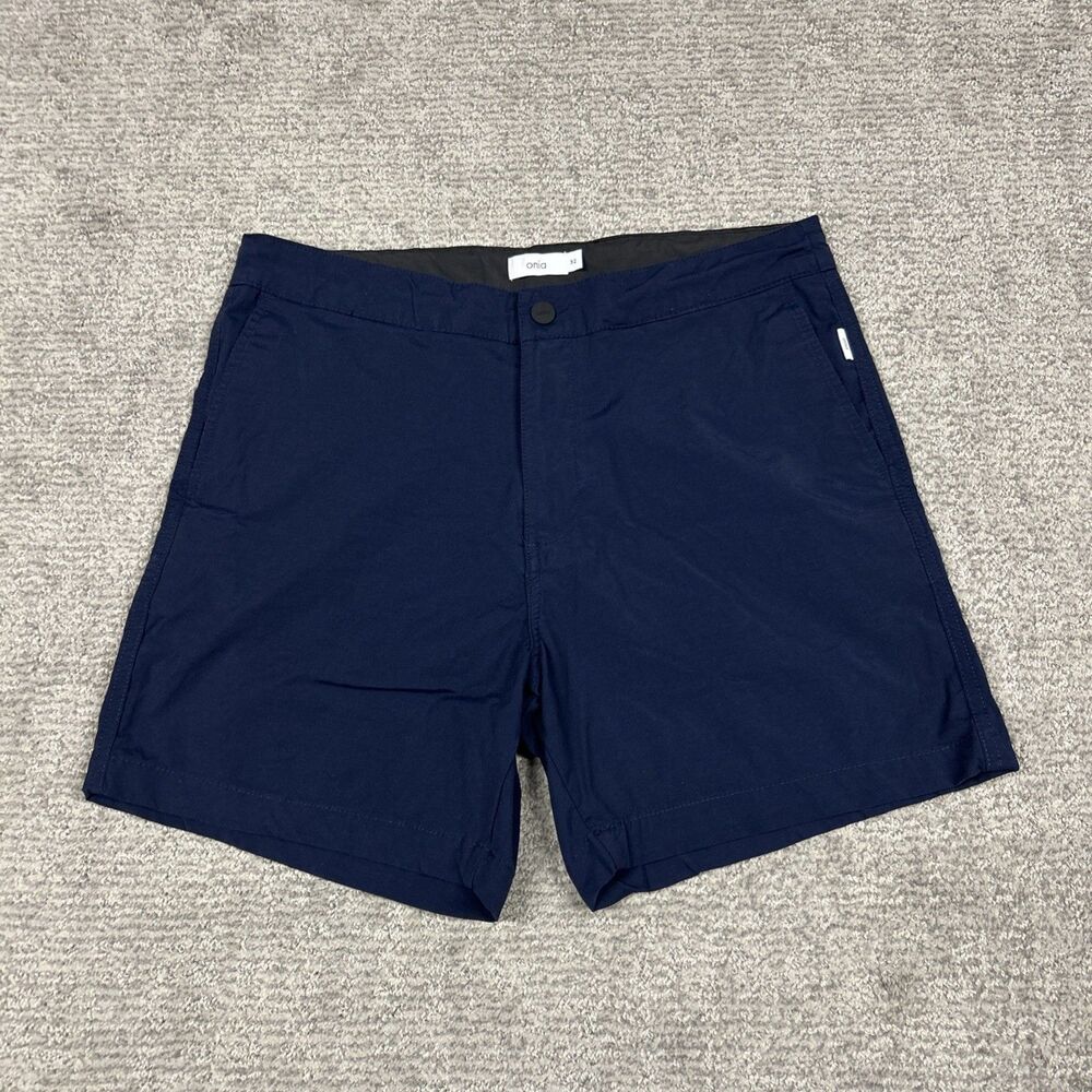 Onia Shorts Mens 32 Blue Chino Cotton Nylon Flat Front Travel Outdoor Pockets